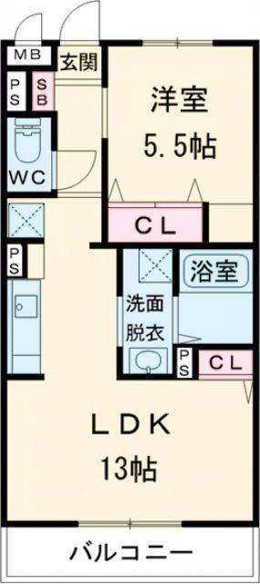  レジデンスガーデン(1LDK/1階)の間取り写真