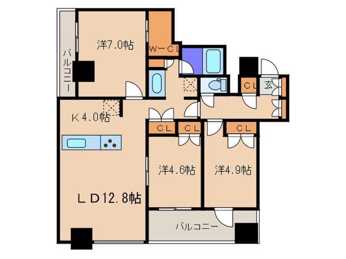 MFPR目黒タワー(3LDK/17階)の間取り写真