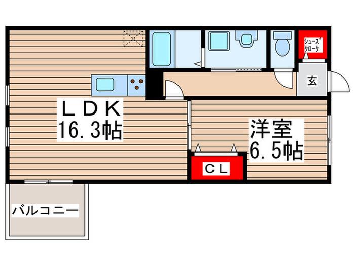 サングレイス(1LDK/1階)の間取り写真