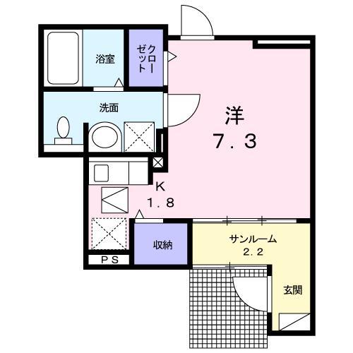 イリーデ(1K/1階)の間取り写真