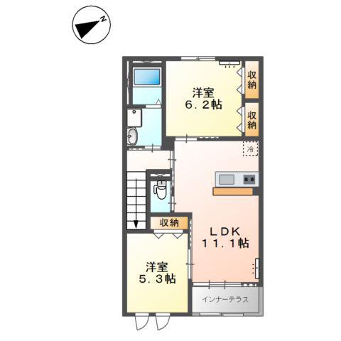 サザンウェーブ(2LDK/2階)の間取り写真