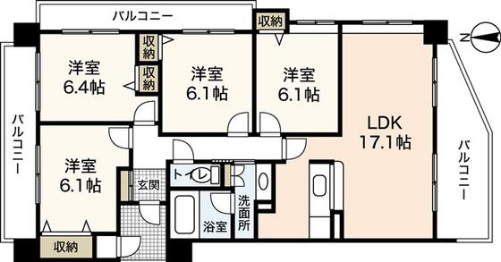 サウスヒルズACITYI(4LDK/3階)の間取り写真