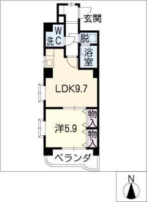ジュネスHIRO原(1LDK/7階)の間取り写真