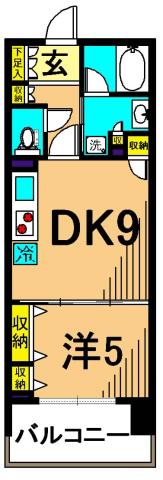 グレイスコート大森海岸(1DK/3階)の間取り写真