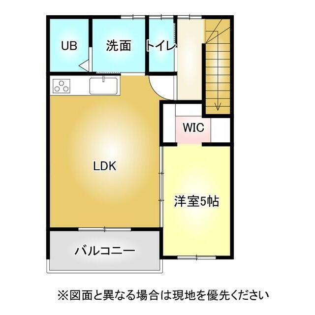 カンパニア西の土居弐番館(1LDK/2階)の間取り写真