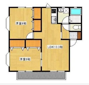 ティエドIIO A(2SLDK/2階)の間取り写真