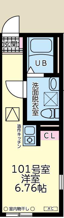 ラトゥール橋本(ワンルーム/1階)の間取り写真