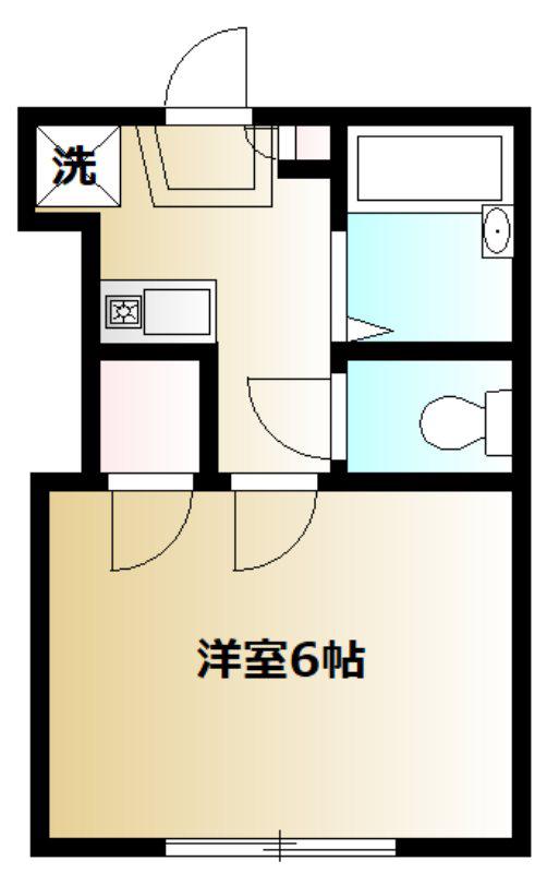 日暮里・舎人ライナー 熊野前駅 徒歩2分 2階建 築29年(1K/2階)の間取り写真