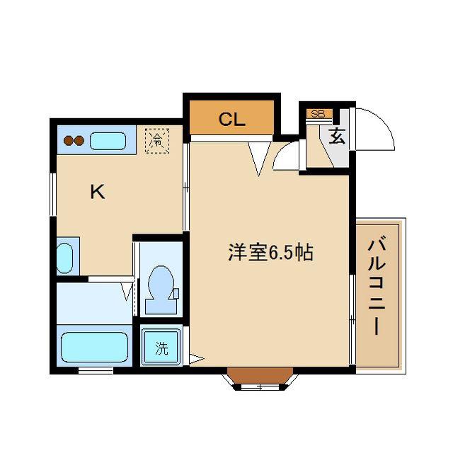 フラットAI(1K/2階)の間取り写真