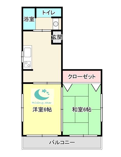 前原ビル(2K/4階)の間取り写真