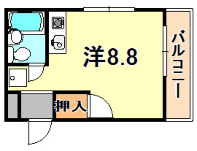 ヒルサイド大倉山(ワンルーム/2階)の間取り写真