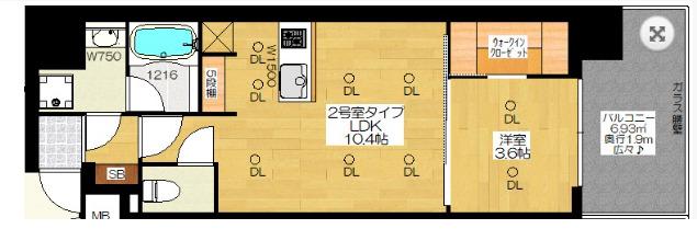 ブエナビスタ難波タワー(1LDK/11階)の間取り写真