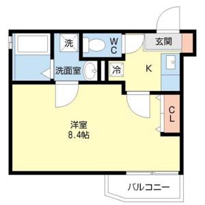 シャムロック桜(1K/1階)の間取り写真
