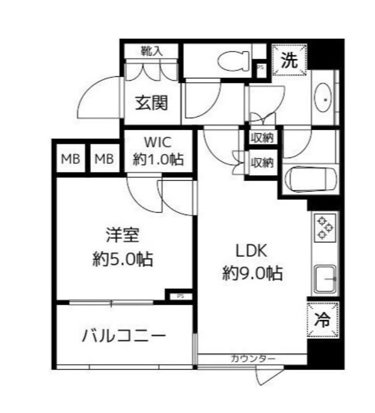 パークホームズ三軒茶屋アーバンレジデンス(1LDK/5階)の間取り写真