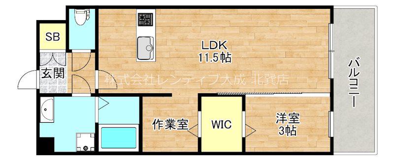 カウニス ラトヴァ(1LDK/9階)の間取り写真