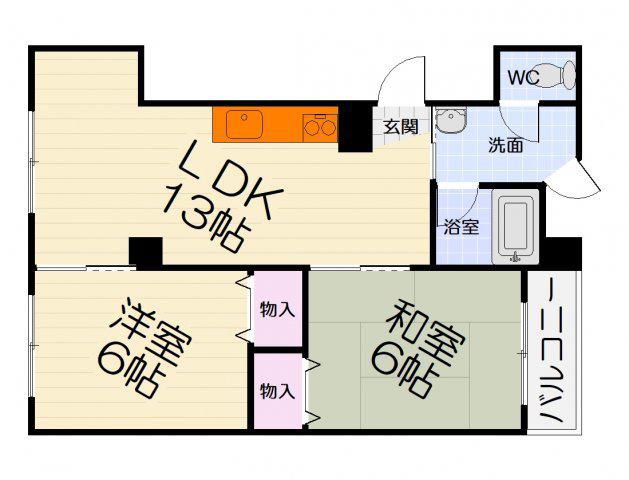 ヌーヴォ和泉(2LDK/3階)の間取り写真
