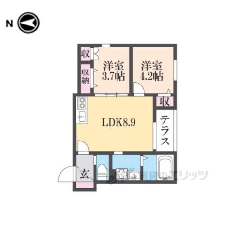 ACE GARDEN HEIGHTS Ⅰ(2LDK/1階)の間取り写真