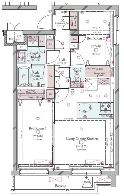 コンシェリア目黒本町 THE RESIDENCE(2LDK/3階)の間取り写真