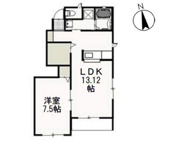 グランクレスト B(1LDK/1階)の間取り写真