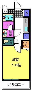 エアリーメゾン加美東(1K/2階)の間取り写真