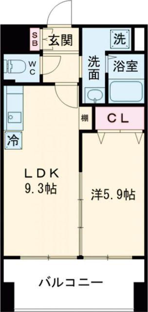 スプランドゥール新屋敷(1LDK/7階)の間取り写真
