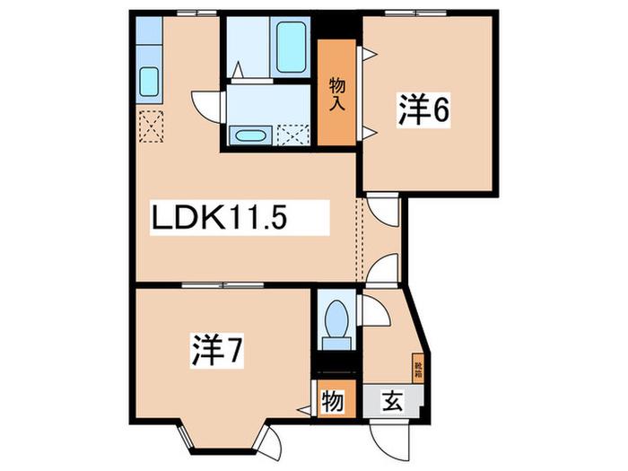 フォレストハイツA(2LDK/1階)の間取り写真