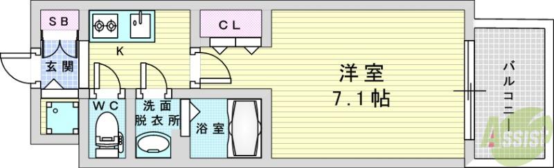 S-RESIDENCE大和田ALINE(1K/13階)の間取り写真