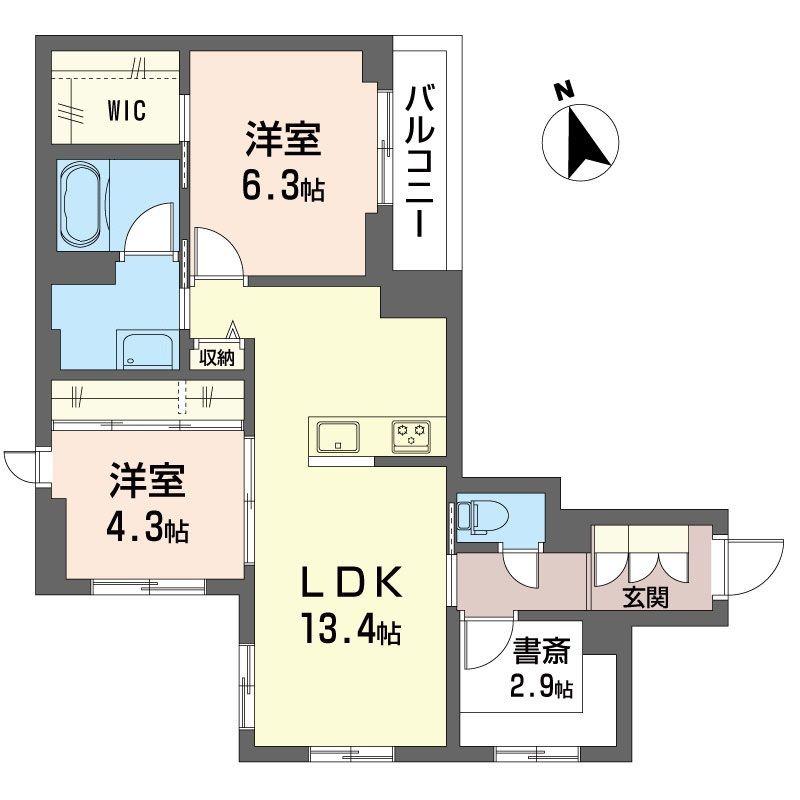 グランノワール(2LDK/2階)の間取り写真