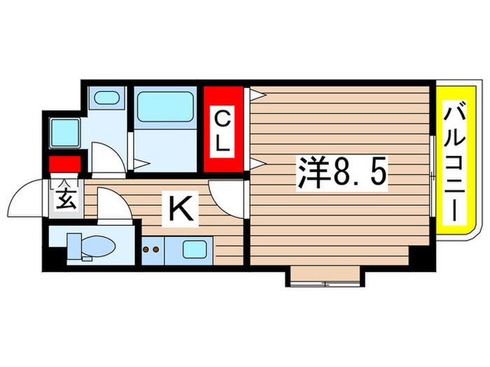 スカイヒルズ(1K/2階)の間取り写真