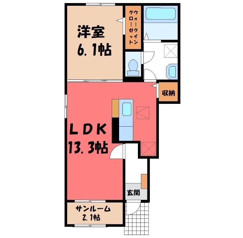 ベルカーム(1LDK/1階)の間取り写真