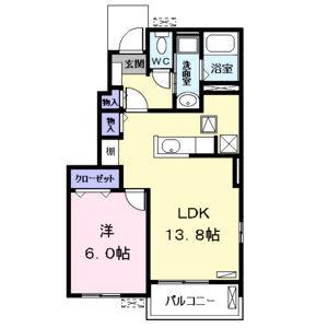 ノーブル港西 II(1LDK/1階)の間取り写真