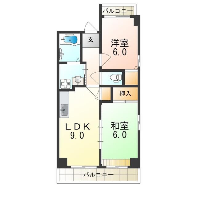アメニティー西脇(2LDK/5階)の間取り写真