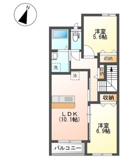 ルナリア(2LDK/2階)の間取り写真