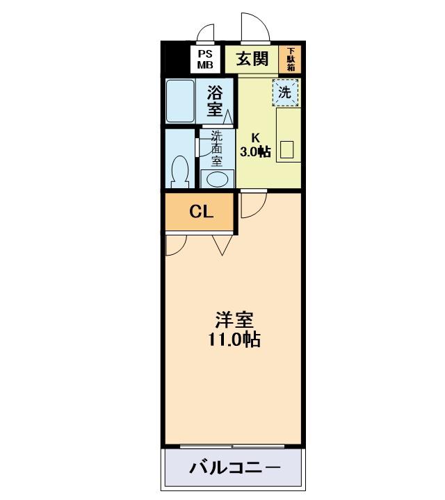 PA水前寺(1K/4階)の間取り写真