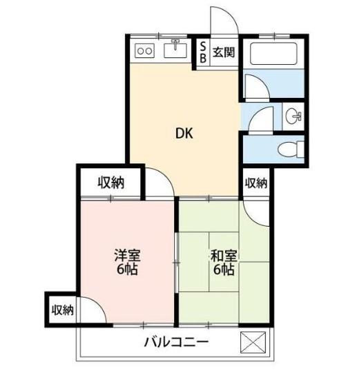 たかはしハイツ(2DK/2階)の間取り写真