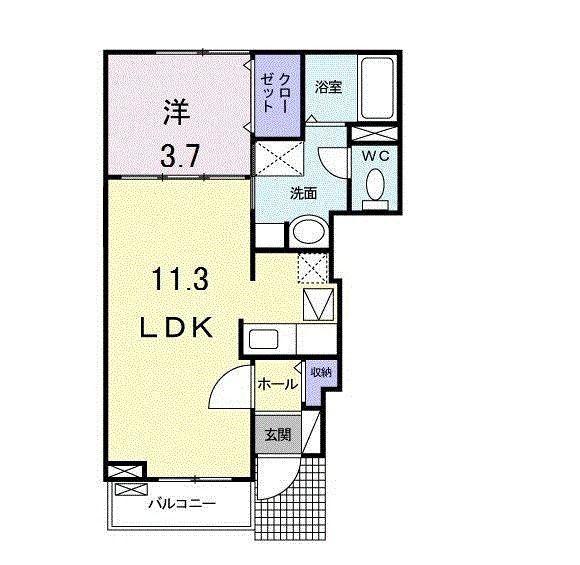 サニーサイド スクエア(1LDK/1階)の間取り写真