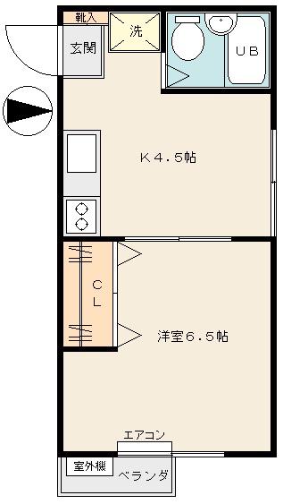 コーポダイヤ(1K/2階)の間取り写真