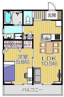 プランドール北昭和(1LDK/2階)の間取り写真