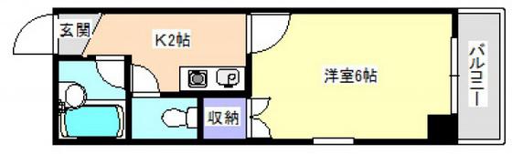 ウエストウッドII(1K/2階)の間取り写真