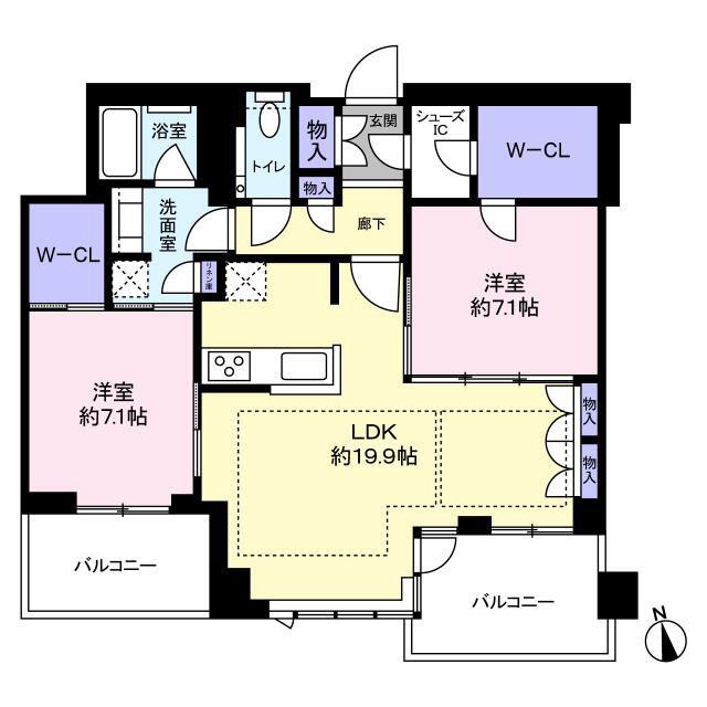 グランドメゾンガーデンシティ小倉(2LDK/14階)の間取り写真
