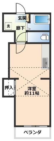 シーサイドレックス(ワンルーム/2階)の間取り写真
