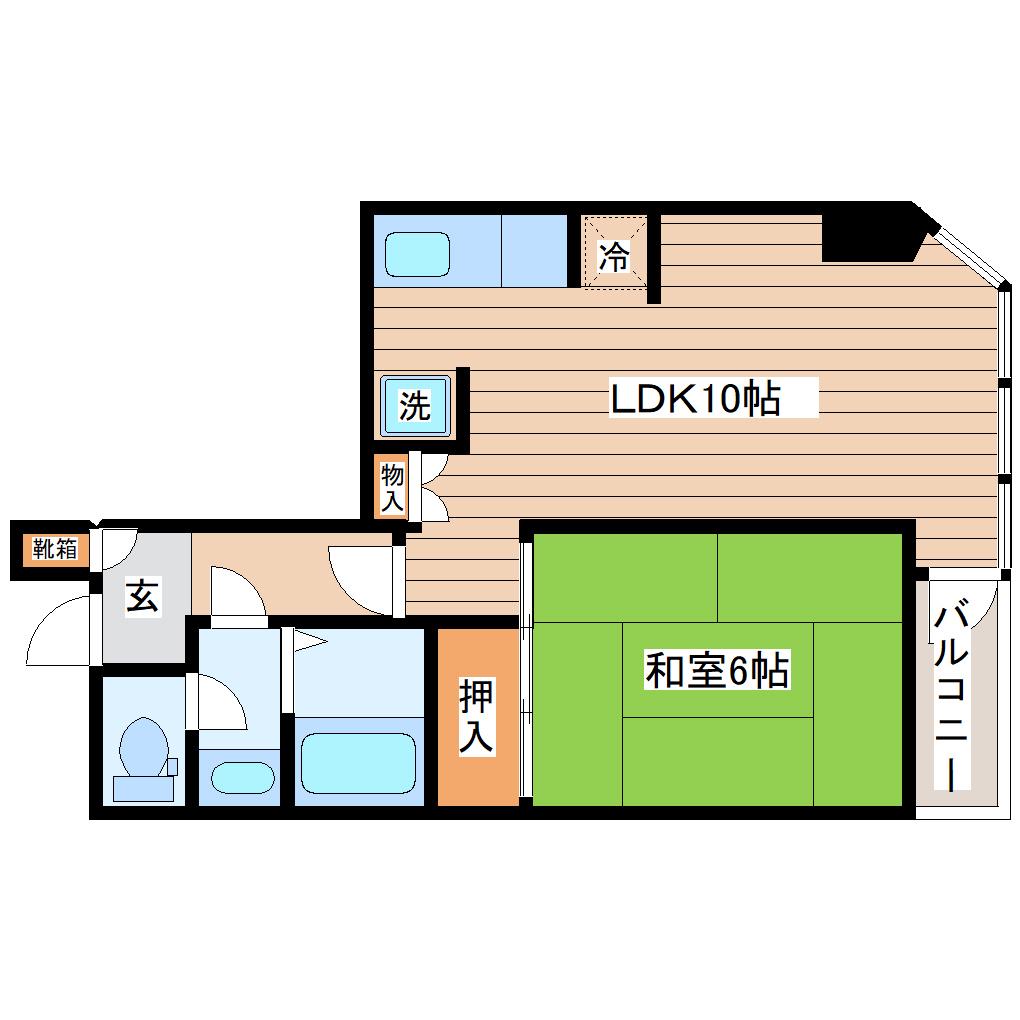 旭レジデンス(1LDK/5階)の間取り写真