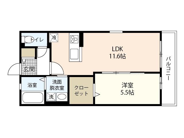 PHILOSOPHIA横川(1LDK/2階)の間取り写真