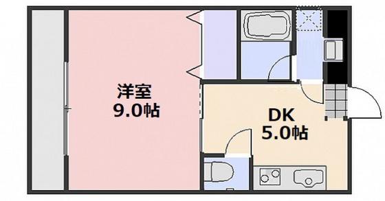 レプトン大福(1DK/4階)の間取り写真