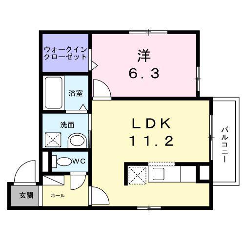 ハピネスジュエル(1LDK/2階)の間取り写真