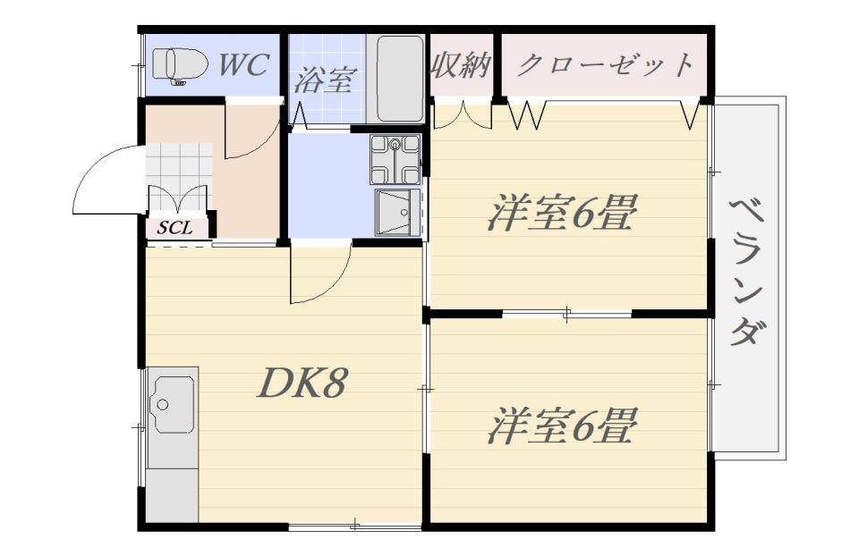 ＪＲ鹿児島本線 上伊集院駅 徒歩14分 2階建 築21年(2DK/2階)の間取り写真