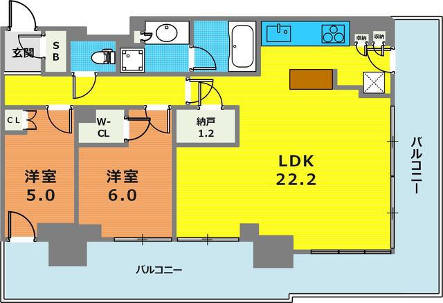 ベイシティタワーズ神戸イースト(2LDK/20階)の間取り写真