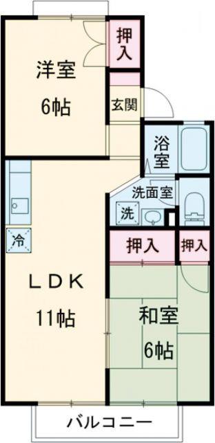 リバーサイド森町I(2LDK/2階)の間取り写真