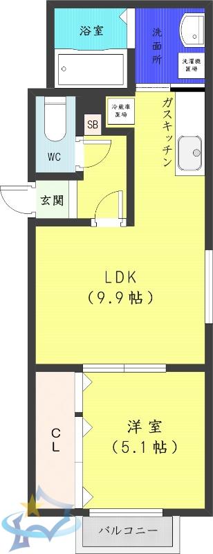 ESQUISSE24軒(1LDK/2階)の間取り写真