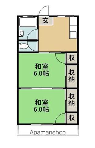 高木アパート(2K/2階)の間取り写真
